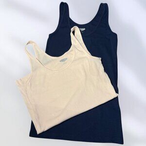 Set of Old Navy Slim Fit Ribbed Sleeveless Shirts Tank Tops size S Blue & Pink